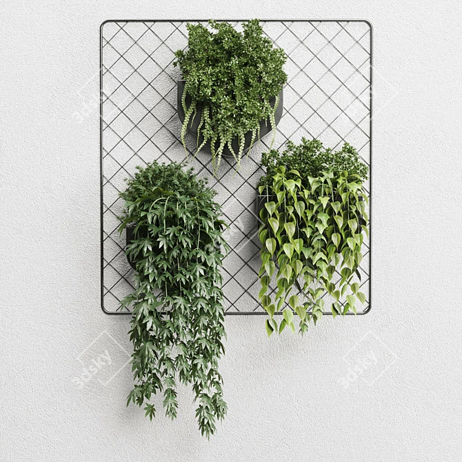 Metal Wall Plant Vase Set 3D model image 2