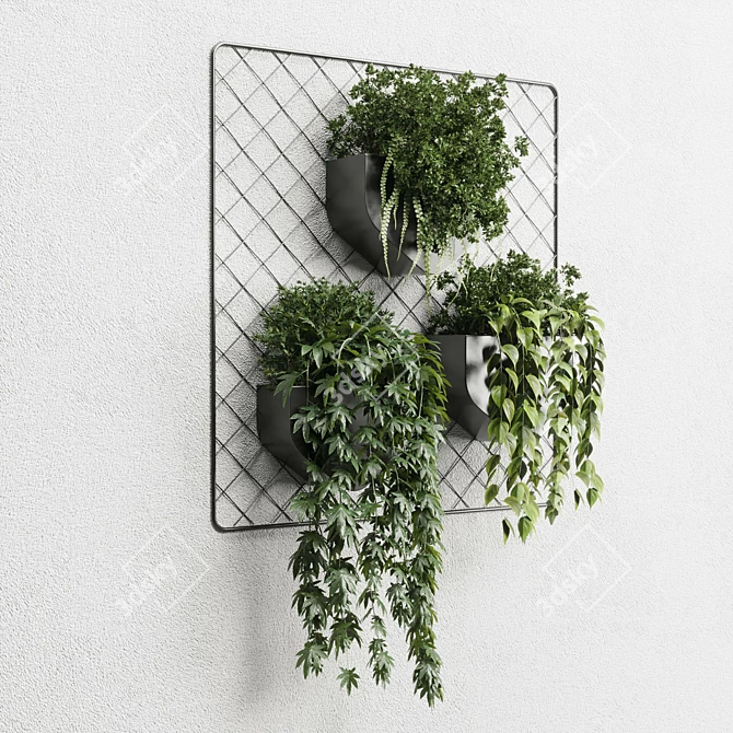 Metal Wall Plant Vase Set 3D model image 3