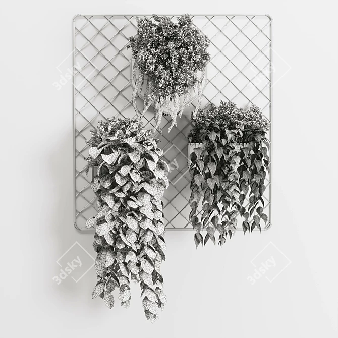 Metal Wall Plant Vase Set 3D model image 5