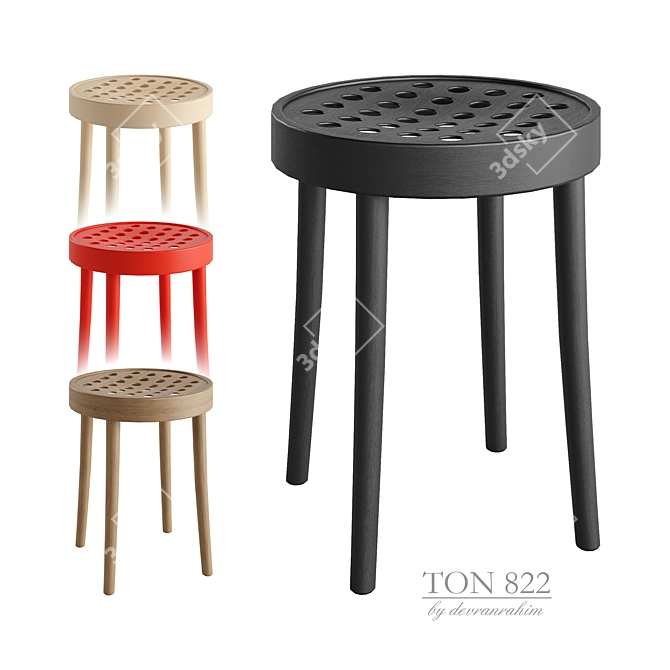 Corona Rendered TON 822 Stool 3D model image 1