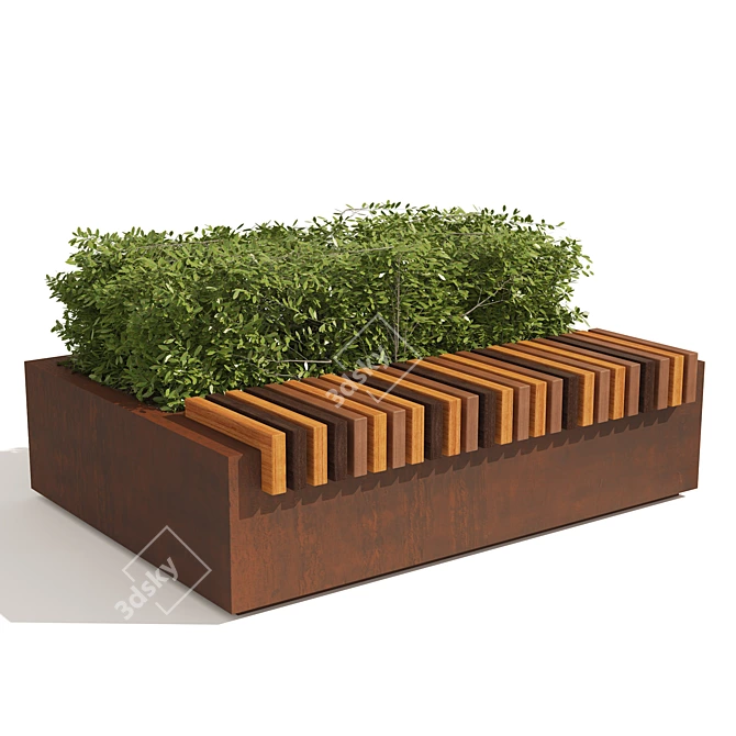 Cherry Laurel Bench with Topiary 3D model image 4