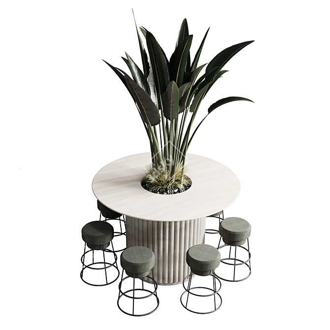 Greenery Dining Table Set with 3D Models 3D model image 2