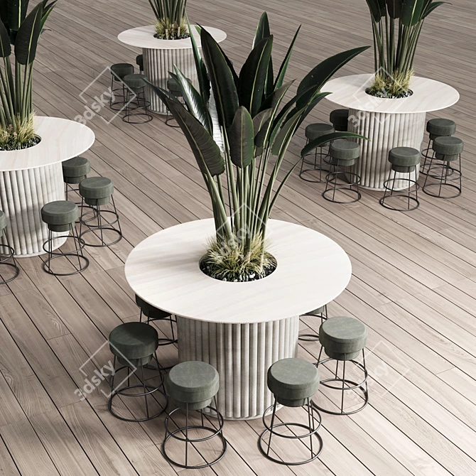 Greenery Dining Table Set with 3D Models 3D model image 3