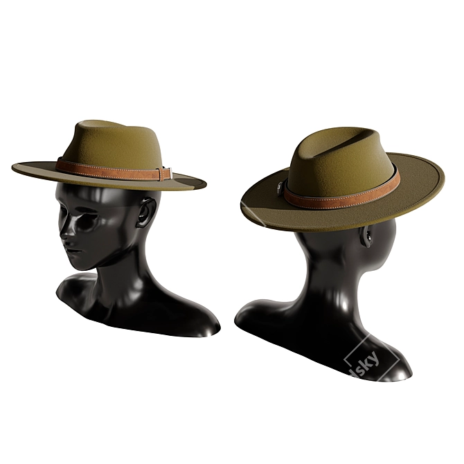 Vintage Hat Set 3D Model 3D model image 4