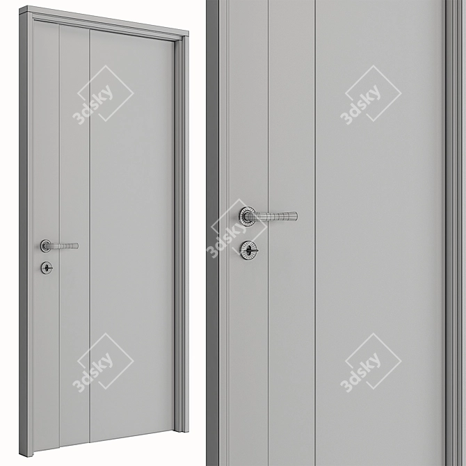 Rustic Style Wooden Doors Set 3D model image 7