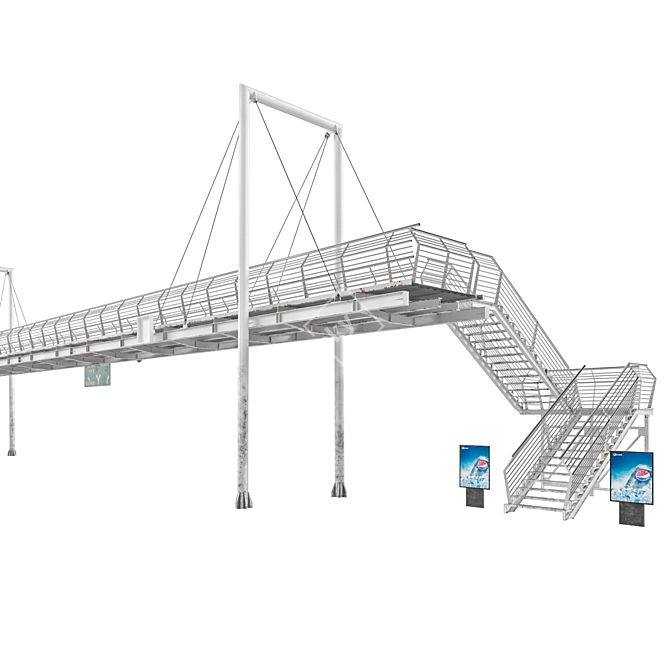 High-Quality Lowpoly Pedestrian Bridge 3D model image 4