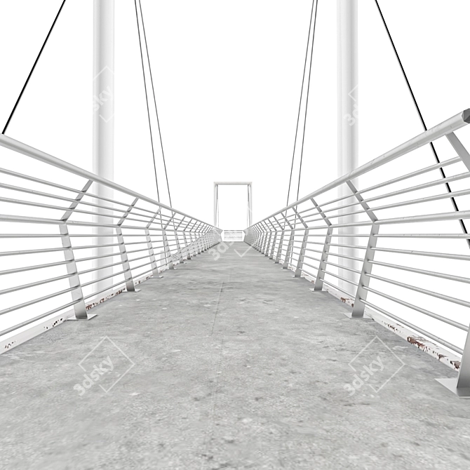 High-Quality Lowpoly Pedestrian Bridge 3D model image 5