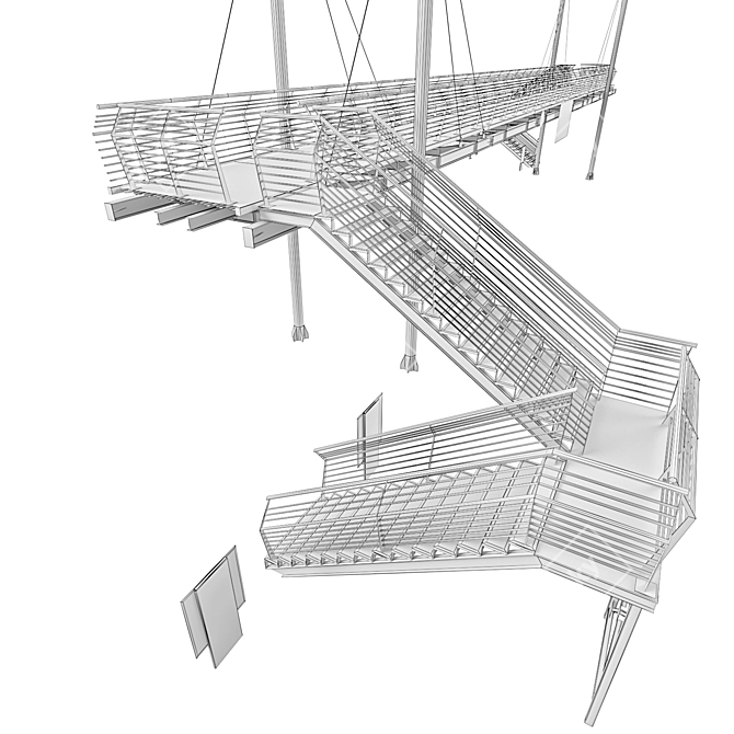 High-Quality Lowpoly Pedestrian Bridge 3D model image 6