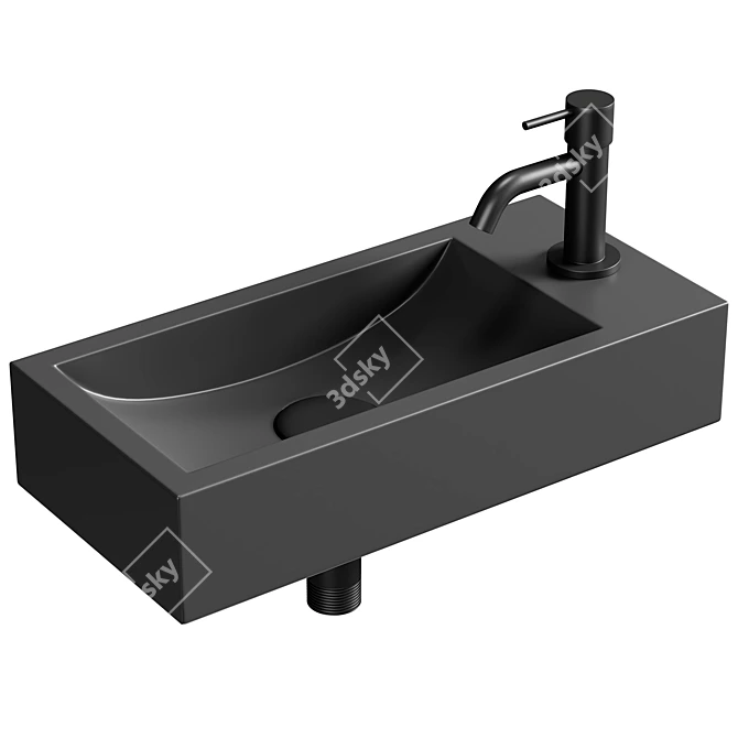 Natural Stone Basin Set Black 3D model image 1