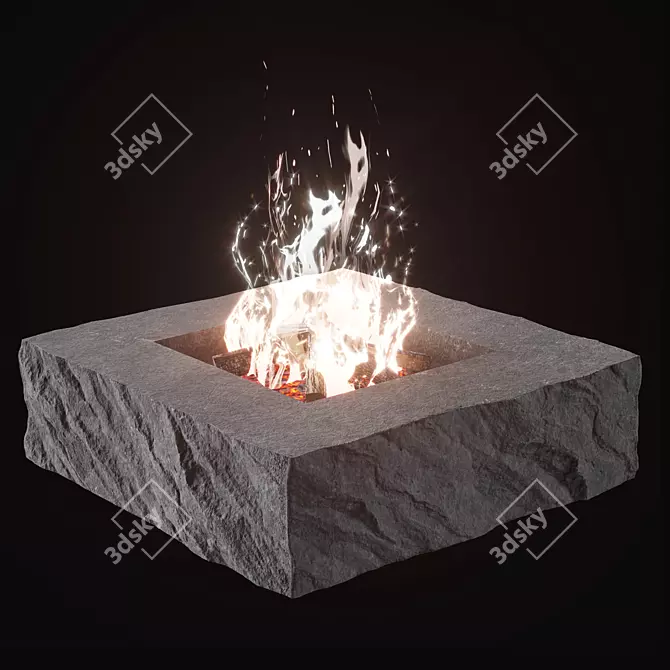 Modern 3D Fireplace 1000x1000x300 3D model image 1