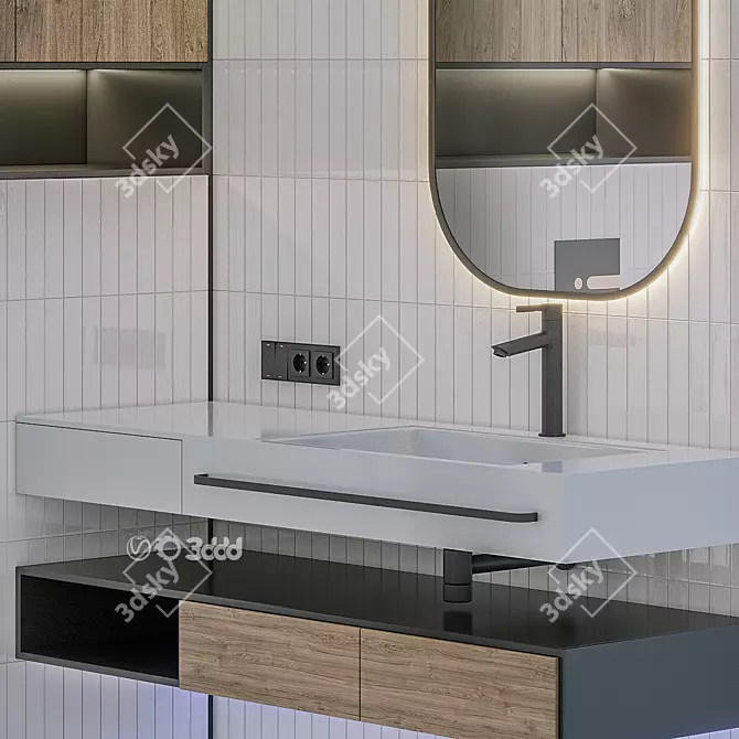 Designer Bathroom Furniture Set 41 3D model image 2