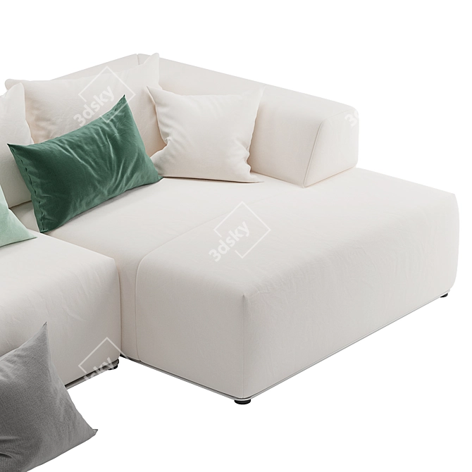 Contemporary Rolf Benz Sofa Precise Dimensions 3D model image 4