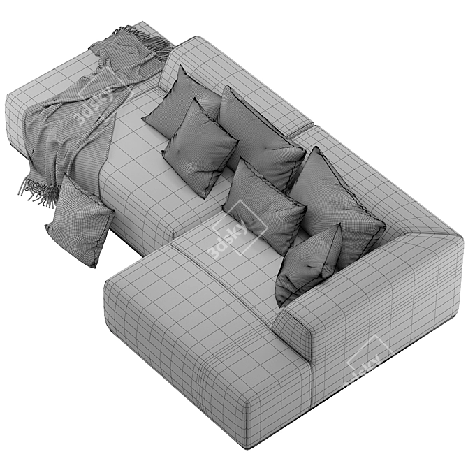 Contemporary Rolf Benz Sofa Precise Dimensions 3D model image 6