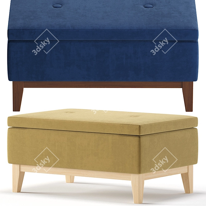 Modern Velvet Milk Pouf Ottoman 3D model image 2