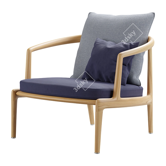 Roberto Lazzeroni Teak Armchair 3D model image 7