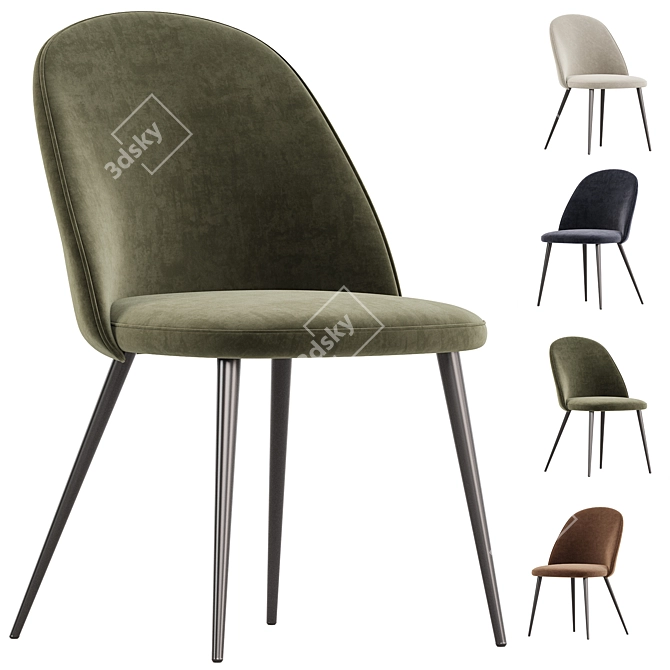 Modern Metal Frame Kitchen Chair 3D model image 3