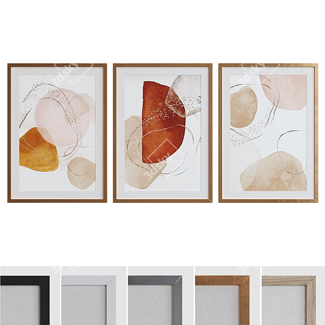 Modern Abstract Picture Frame Set 3D model image 1