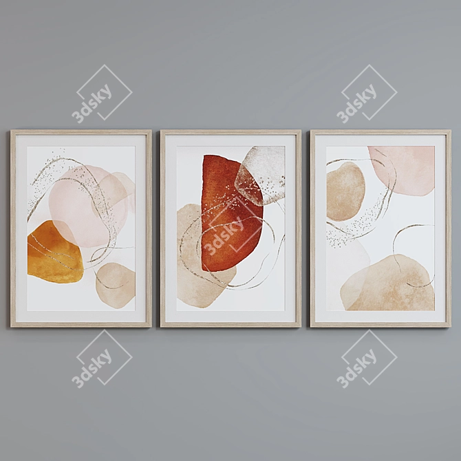 Modern Abstract Picture Frame Set 3D model image 2