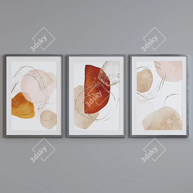 Modern Abstract Picture Frame Set 3D model image 5