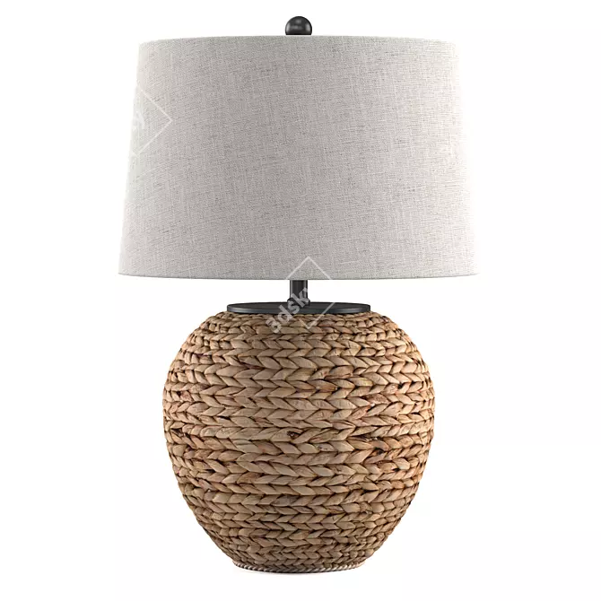 Handwoven Banana Leaf Basket Table Lamp 3D model image 1