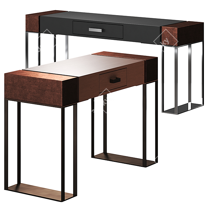 Oak Montenapoleone Console Table, 2 Color Options 3D model image 1