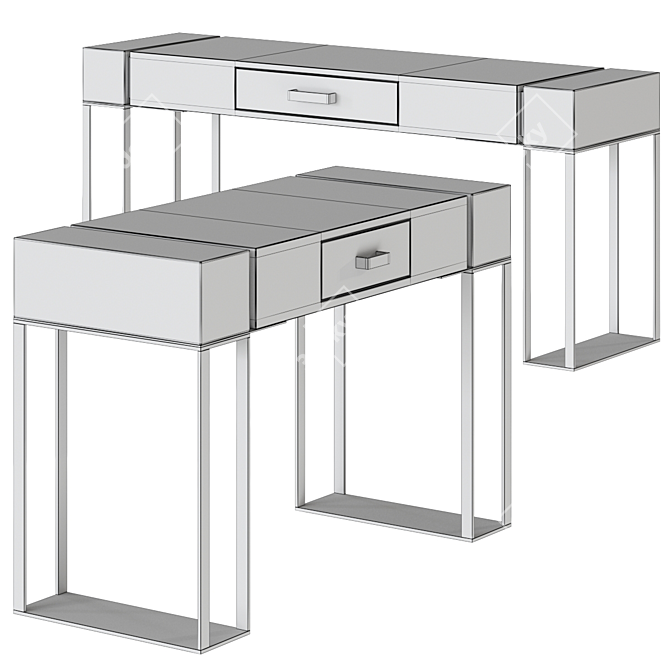 Oak Montenapoleone Console Table, 2 Color Options 3D model image 4