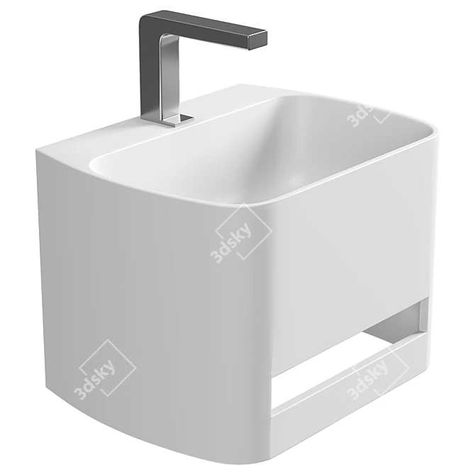 Modern Wall Mount Bathroom Sink 3D model image 1