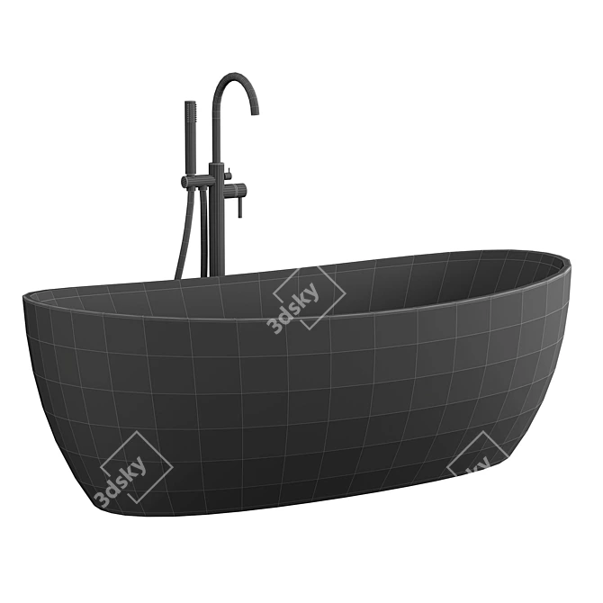 Freestanding Bathtub and Faucet Set 3D model image 2