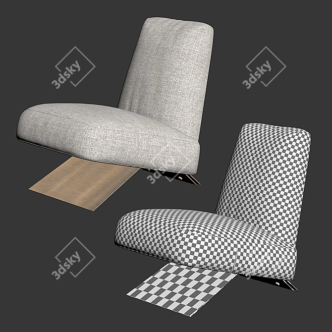 AUREL Fabric Lounge Chic Chair 3D model image 5