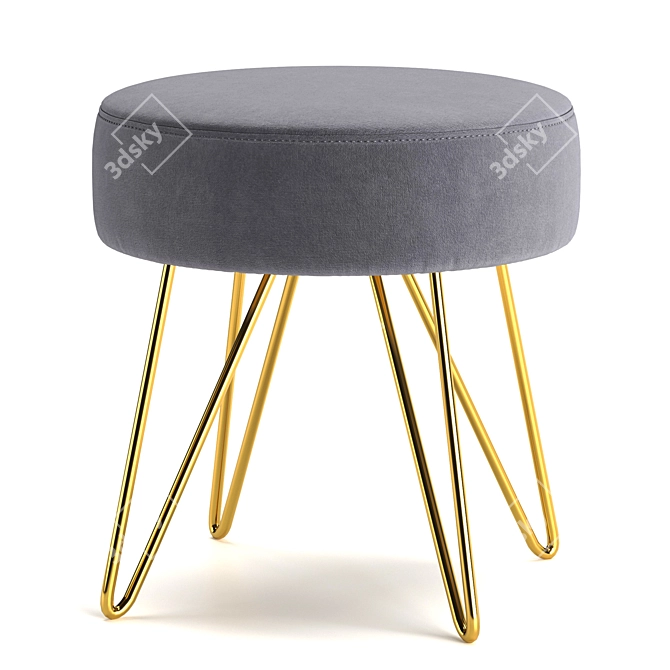 Elegant Velvet Upholstered Stool 3D model image 1