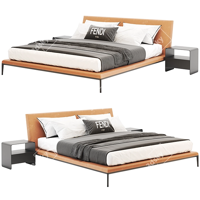 Contemporary Elegance Bed 3D model image 1