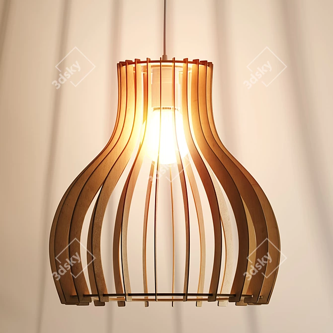 Natural Wood Pendant Light Fiji 3D model image 3