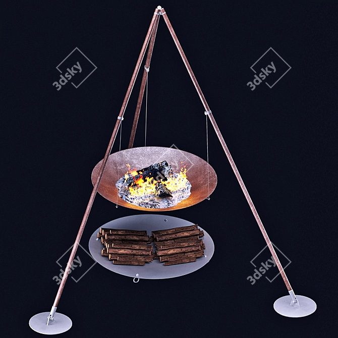 Rustic Fire Pit Tripee by Ak47 3D model image 1