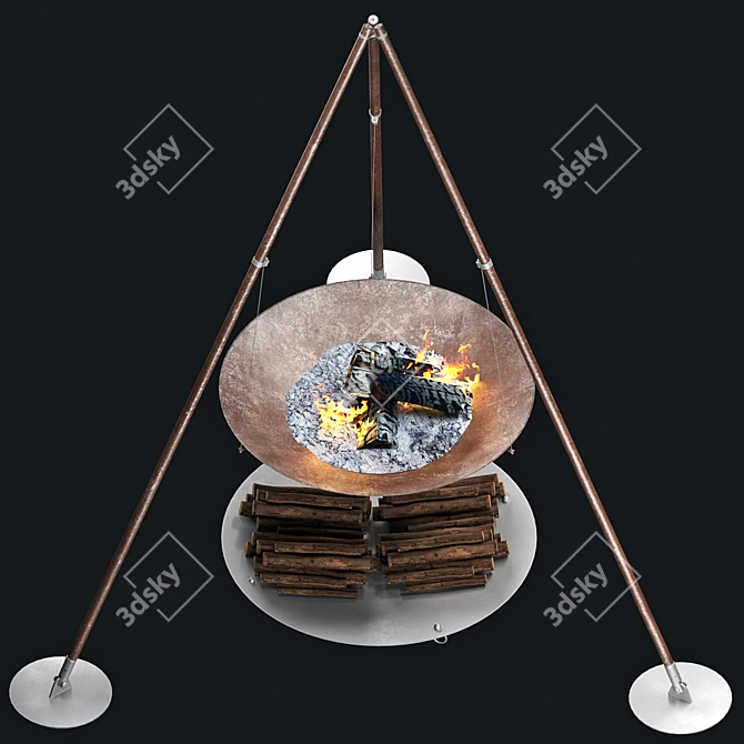 Rustic Fire Pit Tripee by Ak47 3D model image 2