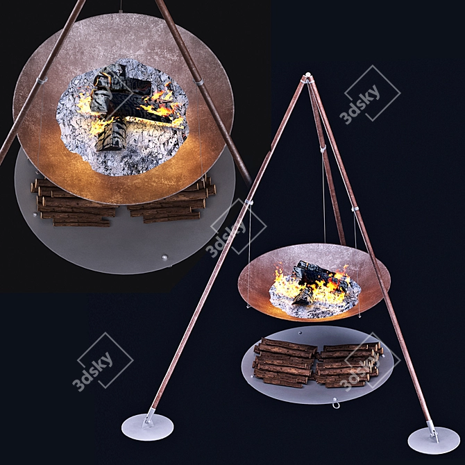 Rustic Fire Pit Tripee by Ak47 3D model image 6