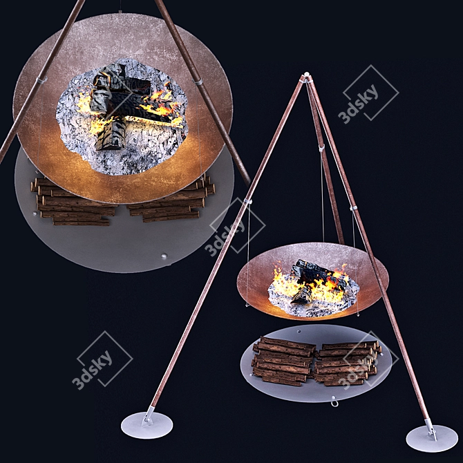 Rustic Fire Pit Tripee by Ak47 3D model image 7