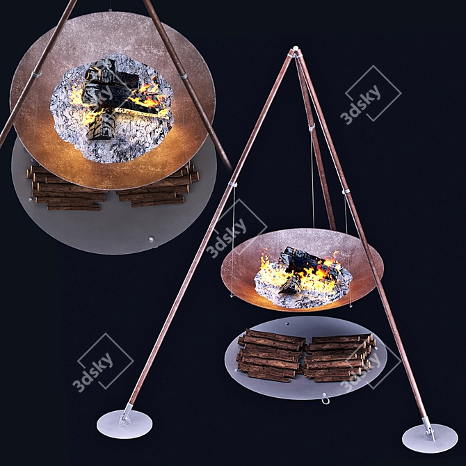 Rustic Fire Pit Tripee by Ak47 3D model image 9