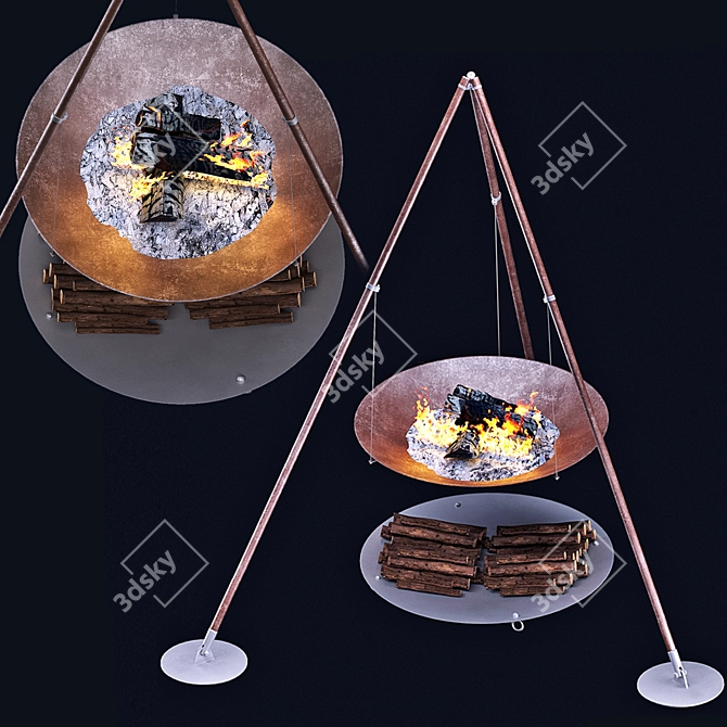 Rustic Fire Pit Tripee by Ak47 3D model image 10