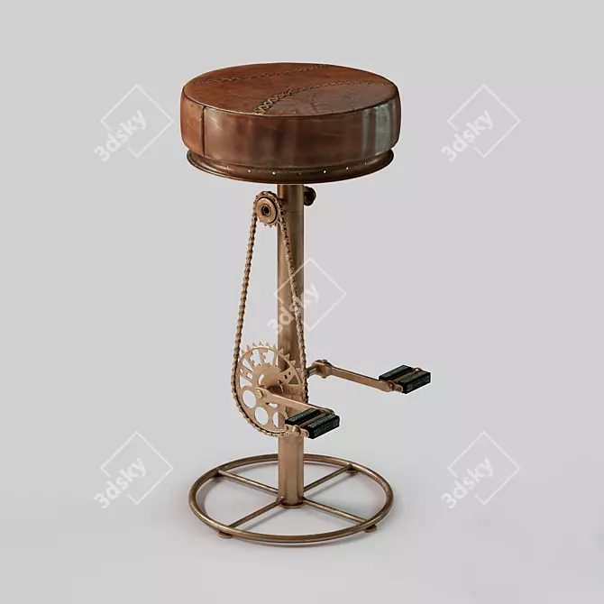 Steel Base Buffalo Leather Bar Stool 3D model image 1