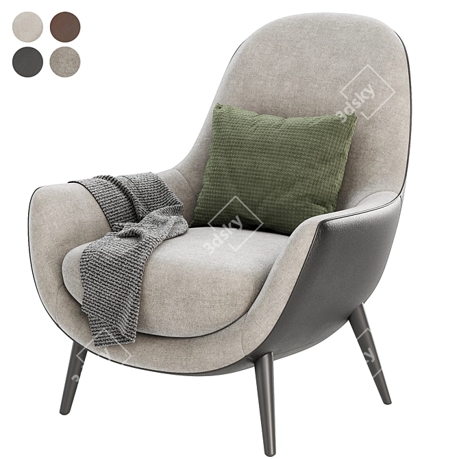 Elegant High Back Armchair: Poltrone Mad Queen 3D model image 2