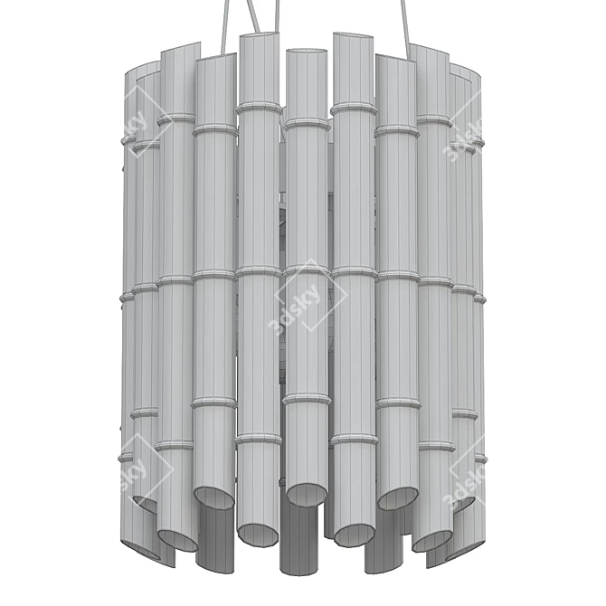 Golden Bamboo Pendant Chandelier 3D model image 2