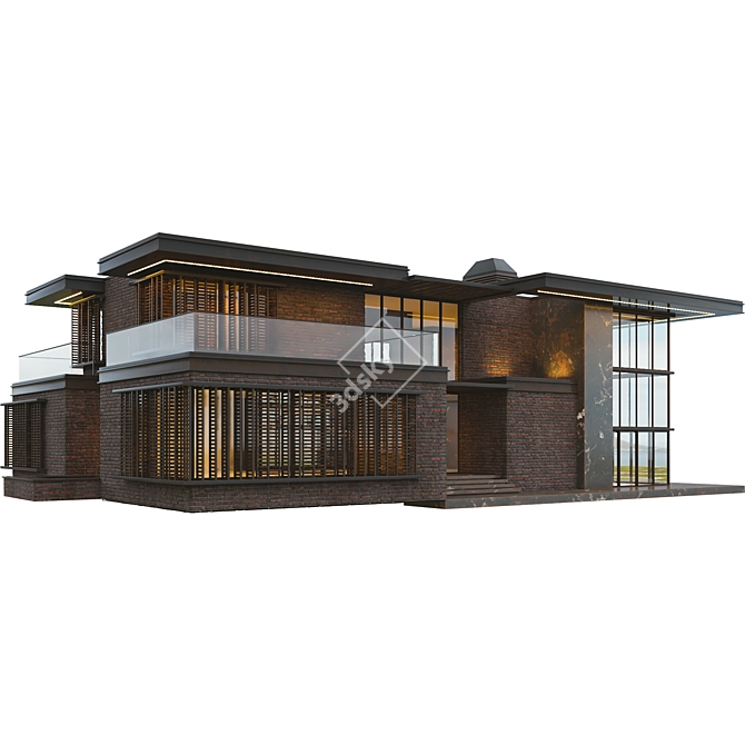 Modern Brick Villa VRAY CORONA 3D model image 14