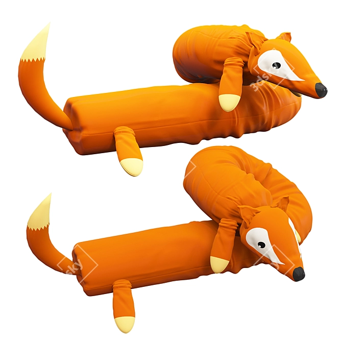 Cozy Long Fox Pillow Plush 3D model image 2