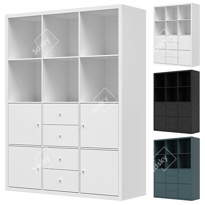 Modern Storage Unit with 6 Shelves 3D model image 1