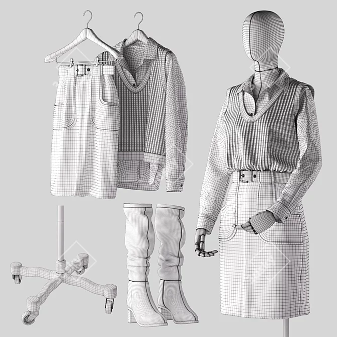 Retail Display Mannequin Stand 3D model image 3