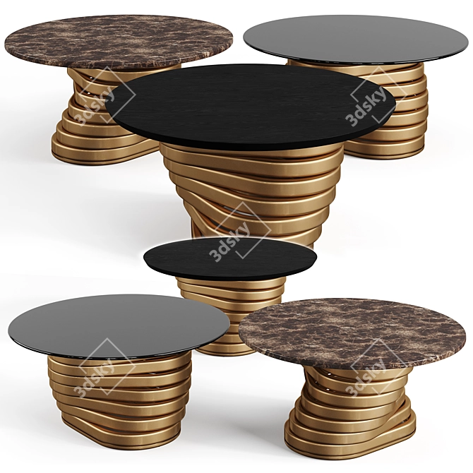 Modern Metal Base Coffee Table 3D model image 1