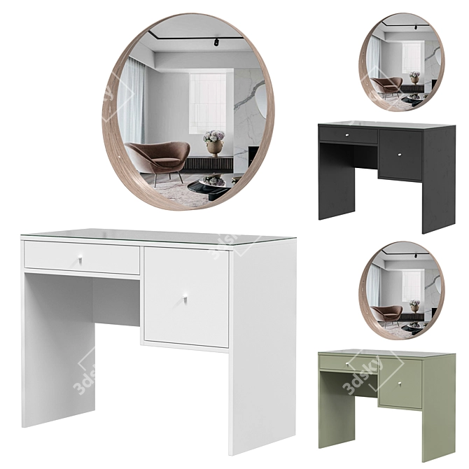 Modern Vanity Table SYVDE White 3D model image 1