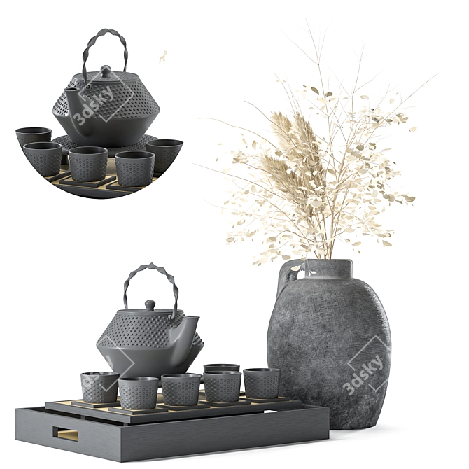 Japanese Teapot Tableware Vol.07 3D model image 2