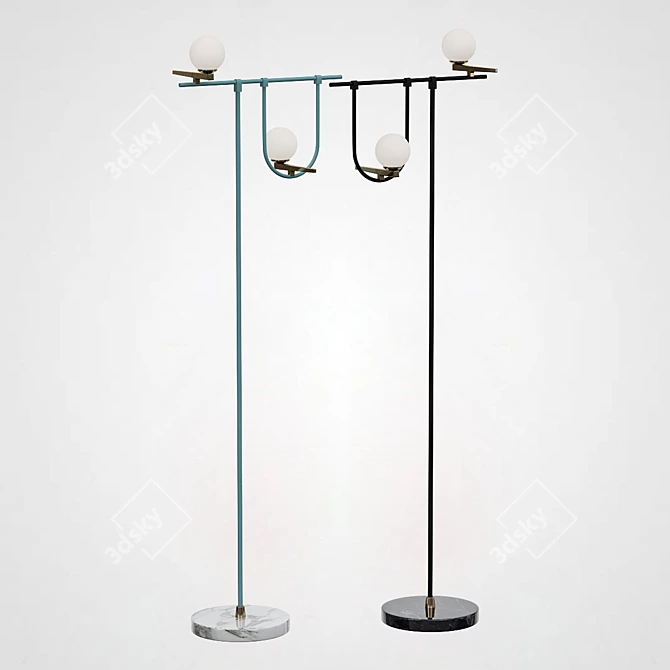 BIRDS Floor Lamp Blue 3D model image 3