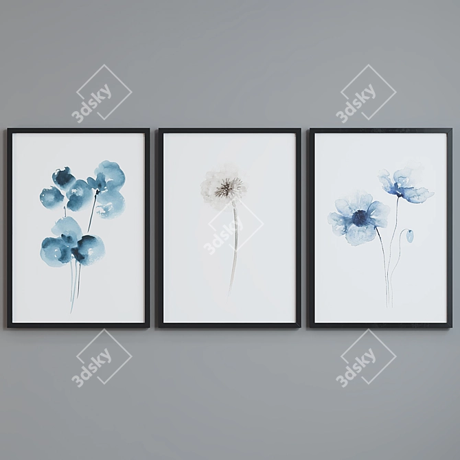 Modern Plant Abstract Picture Frame Set 3D model image 5